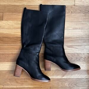 Joie Knee High Leather Block Heel Boots - Size 37/ US 7